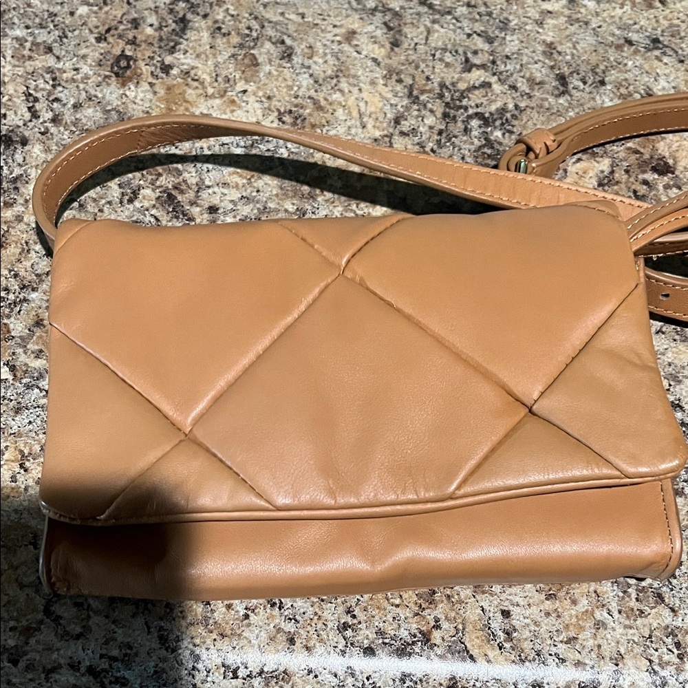 Vince Camuto Tan Quilted Crossbody Bag